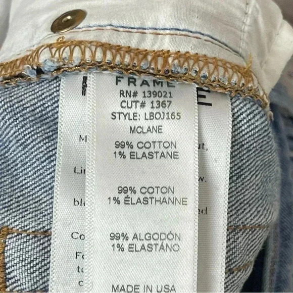 FRAME Denim Le Boy Size 29 Jeans Distressed MCLANE Cotton Stretch Mid Rise - Picture 7 of 9